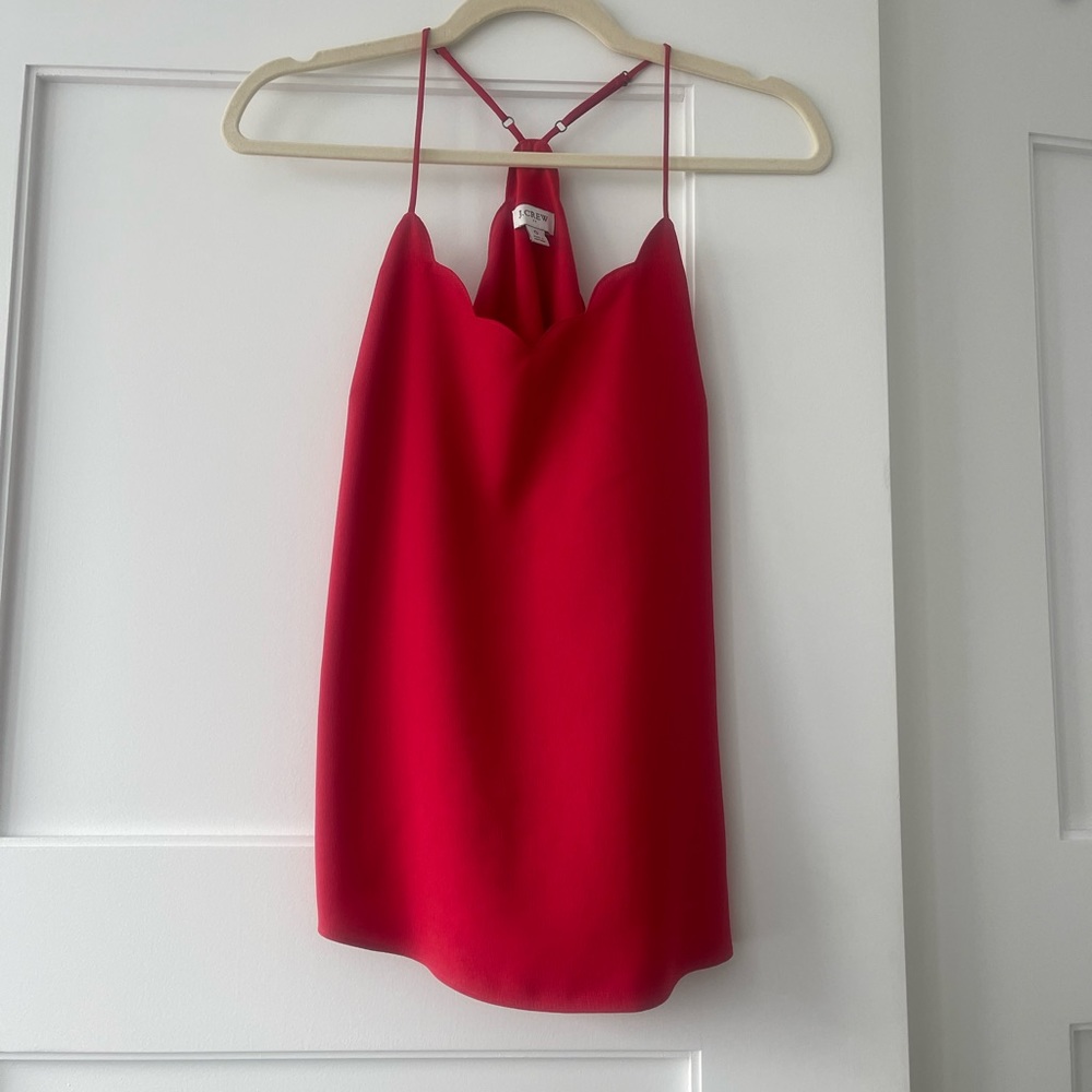 JCREW Scalloped Cami - red - size 0